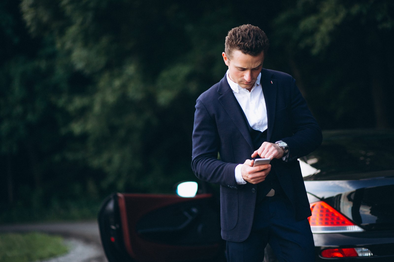 Handsome man by car